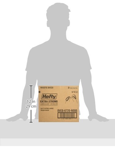 Image of Hefty Strong Lawn and Leaf Large Trash Bags, 39 Gallon, 18 Count (Pack of 6), 108 Total