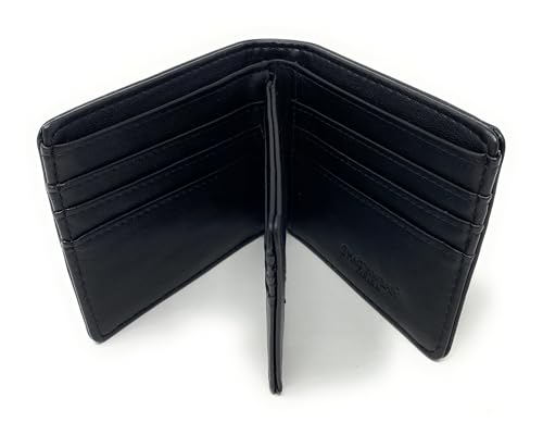 Shagwear Outdoorsman Gone Fishing Men's and Teen Boy's Billfold Wallet Vegan Faux Leather Black3