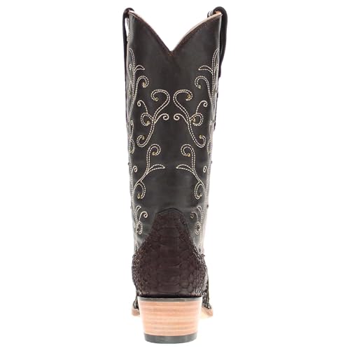 Vaccari Women's Piper Genuine Matte Chocolate Python & Studs Snip Toe Cowgirl Western Boots4