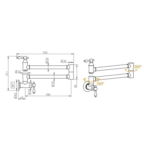 Robinet mural de cuisine extensible en acier brossé avec jet double mode - 2