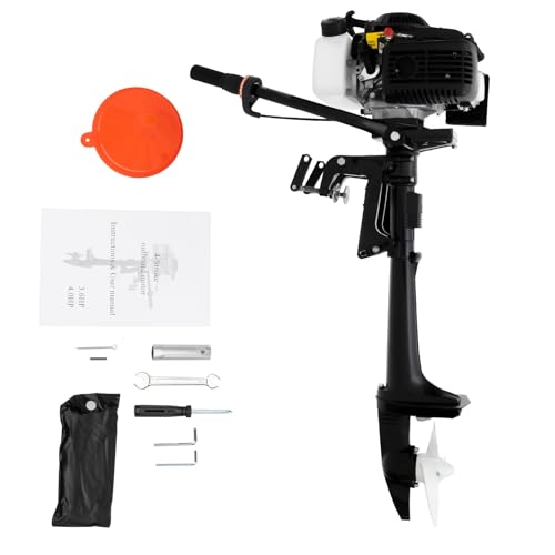 52CC 4-Stroke Outboard Motor, 4HP Boat Motor System Fishing Boat Engine w/Air-Cooling & CDI Ignition System Professional Short Shaft Boat Engine for Fishing Boats Inflatable Boats