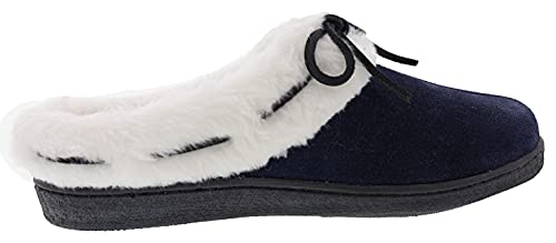 Clarks Women's Sydney Indoor Outdoor Faux Fur Slippers (8 M US, Navy Cow Suede)2