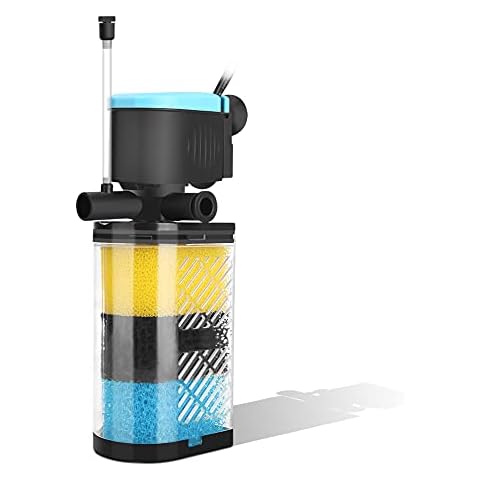 FUMAK Aquarium Filters – 3-Stage Aquarium Filter in-Tank Filter Internal Filter Fish Tank Filter Turtle Filter for 70-100 Gallon Fish Tanks with Dual Water Outlet and Aeration Cover