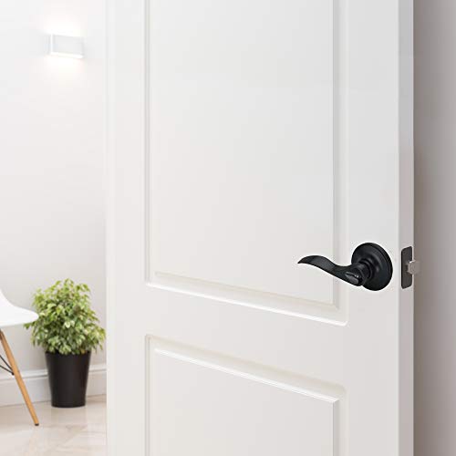 Image of Design House Springdale Privacy Door Lever, Matte Black | Surface, Transitional, Brass, Hardware, 778902