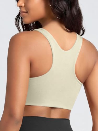 Image of ODODOS Racerback Tank Bra for Women High Neck Non Padded Medium Support Sports Bra Workout Yoga Crop Tops