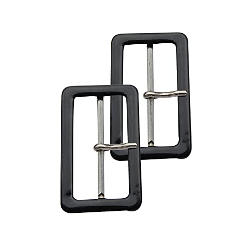 Trimming Shop Set Of 2 Belt Buckles - Plastic Fashion Clasps - Sewing Custom Apparel Or Repairing Clothes - Suitable For Belts, Coats, Bags, Jackets, And Arts And Crafts 64 X 38Mm Black #TOP3