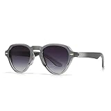Gafas de sol estilo punk ovaladas y únicas de estilo vintage para mujer, con degradado a la moda, con remaches Uv400 para hombre y mujer, gafas de sol estilo ojo de gato (degradado gris grisáceo)