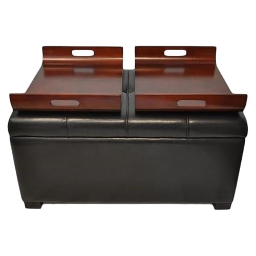 Convenience Concepts Designs4Comfort Storage Ottoman with Trays, Espresso Faux Leather