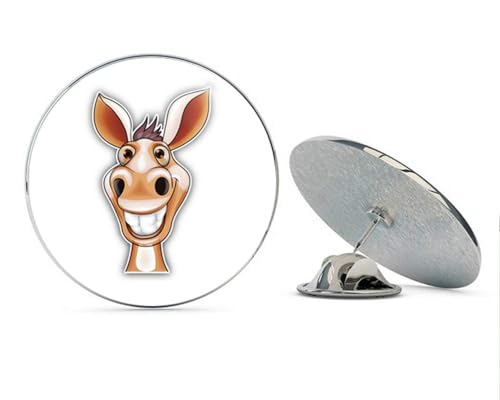 Funny Donkey Head Mascot Round Metal 0.75" Lapel Pin Hat Shirt Pin Tie Tack Pinback2
