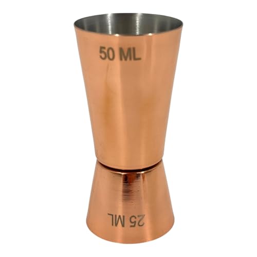 Chabrias Ltd Stainless Steel Copper Single 25/50 ml Measure Jigger Bar Craft Dual Spirit Measure Cup Peg Measuring Cup for Bar Party Wine Cocktail Shaker