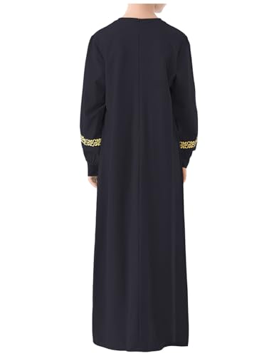 WSPLYSPJY Long Sleeve Abaya for Girls Muslim Islamic Dresses Kids Printed Maxi Prayer Clothes Robe3