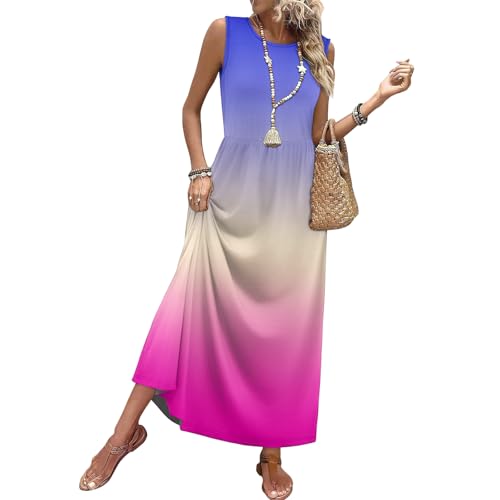 Robe longue sans manches dégradée cintrée pour femme