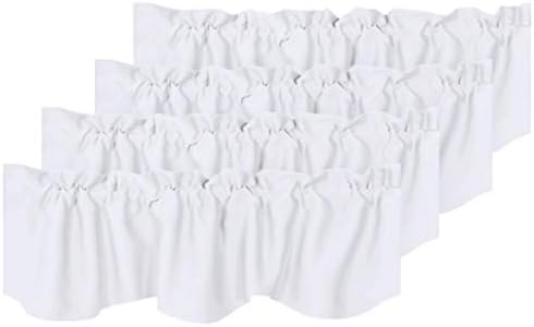 H.VERSAILTEX 4 Panels Blackout Curtain Valances for Kitchen Windows/Living Room/Bathroom Privacy Protection Rod Pocket Decoration Scalloped Winow Valance Curtains, 52" W x 18" L, Pure White