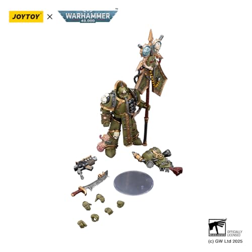 Image of JOYTOY Death Guard Warhammer 40k 1 /18 Action Figure Death Guard Plague Marine Icon Bearer with Boltgun and Plague Knife Collectible Gifts,Toys for Kids 15+ and Adults 4.8-inch