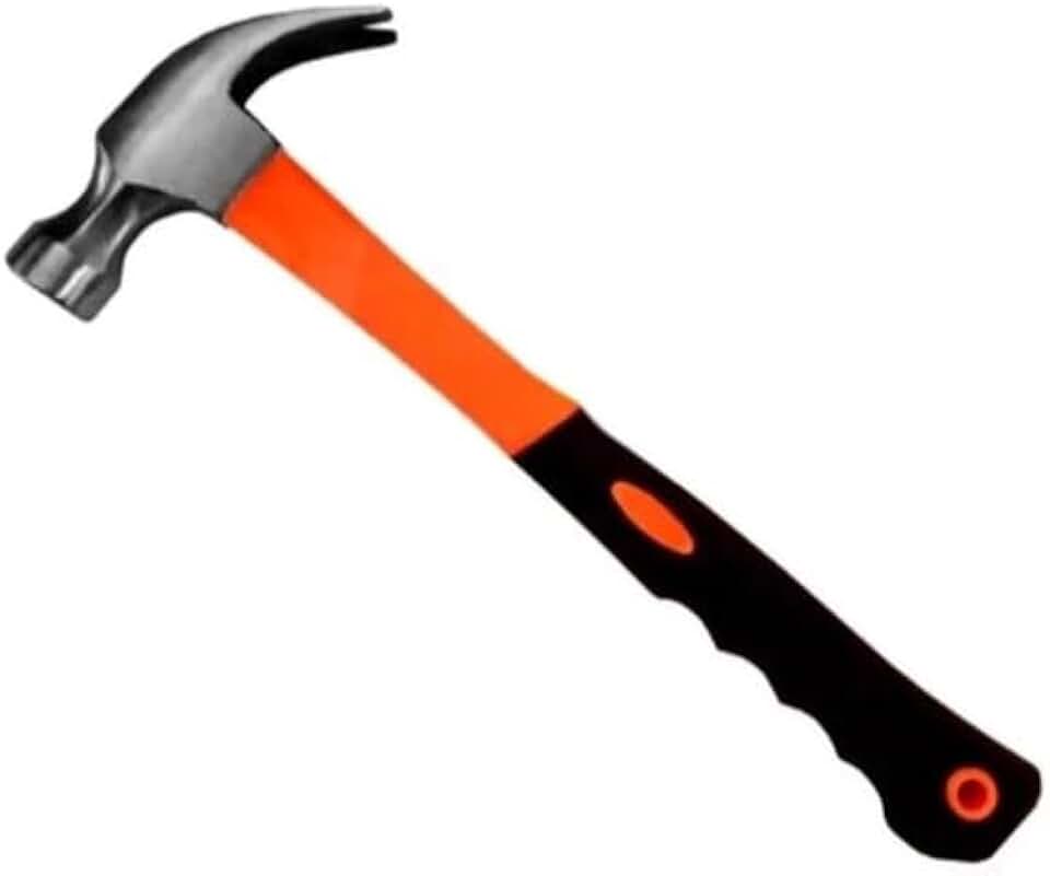 Martelo Profissional de Carpinteiro Emborrachado 25mm 400g com Unha, Anti-Recuo e Anti-Arranhão, para Montagem e Reformas Manuais