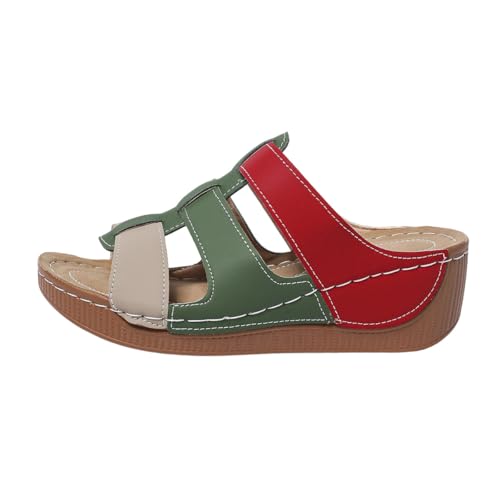 Sandales compensées femme à semelle épaisse et design ajouré color-block