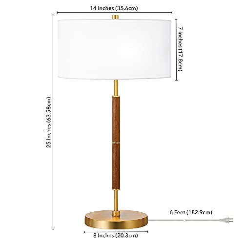 Image of Henn&Hart 25 inch Industrial 2-Light Table Lamp, Medium Oak