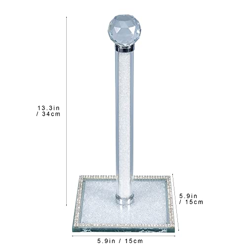 Hochance Clear Crystal Standing Paper Towel Roll Holder Countertop Weighted Rack,Glam Cute Bling Rhinestone Jeweled Diamonds Modern Decoration Christmas Housewarming Gifts For Kitchen Home Bar #TOP4