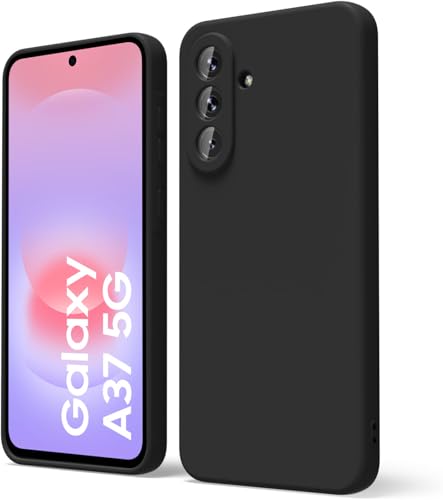 Image of DIZORO Microfiber Candy Case Compatible for Samsung A37 5G Smooth Touch Cushion Liquid Soft Silicone Gel Rubber Phone Cases Non-Slip Full Body Protective Shockproof Back Cover (Black)