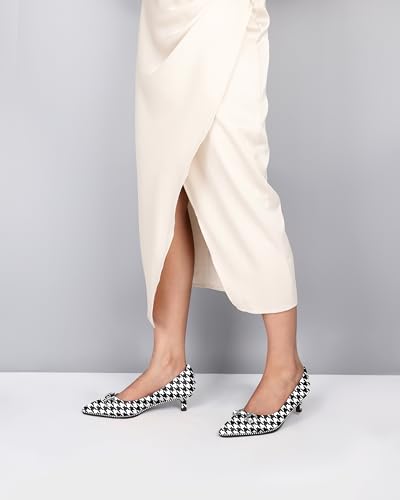 Mettesally Womens Slip on Heels Low Kitten Pumps Pointed Toe 1.5 Inch Elegant Wedding Party Dress Shoes3