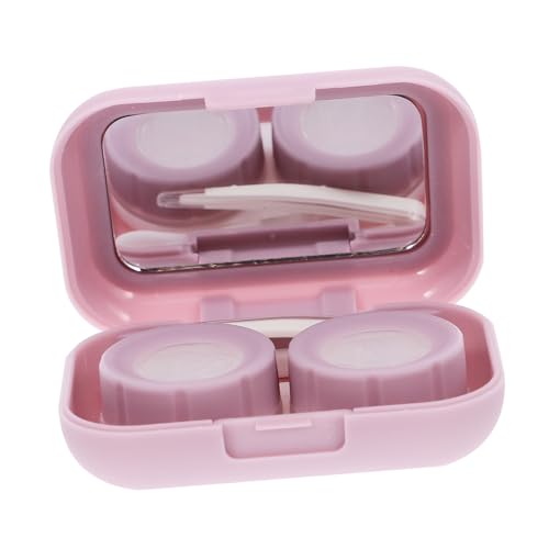 FRCOLOR Contacts Lens Case and Contact Removal Tool Set, Matte Purple Travel Contact-Lens Holder with Mirror, Small Portable Contact-Lens Container for Daily Lens Care and Storage