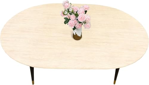 Pioggia Oval Vinyl Fitted Tablecloth with Flannel Backing Elastic Table Cloth Waterproof Oil-Proof Plastic Table Cover Best for Up to 48" x 68"