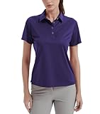 Women's Polo Shirts UPF 50+ Casual Work Quick Dry 4 Buttons Short Sleeve Collared Golf Shirt Purple XL