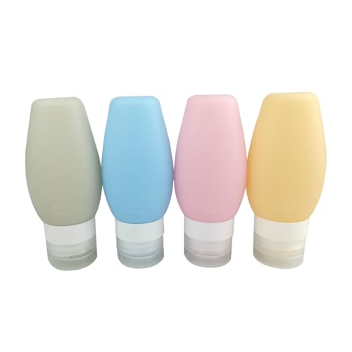 Veemoon Set de Flacons de Voyage Silicone pour Contenants Cosmétiques Idéaux pour Shampooing Après Shampooing Lotion et Articles de Toilette Rose Pêche Orange Abricot