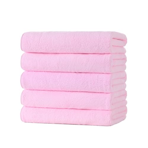 バスタオル マイクロファイバー タオル 大判 5枚セット 約60×120cm 吸水 速乾 ふわふわ 肌触り 抗菌防臭 (ピンク)