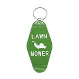 Orhokoyc Lawn Mower Keychain Key Tag Key Ring, Green Nostalgic Retro Motel Hotel Style Keyring for Lawn Mower Owner Gardener Yard Worker Man Woman Garden Lovers