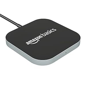 Amazon Basics Magnetic Wireless Charger|15W Max Charging Square Pad|Compatible with iPhone 13/13 Pro/13 Mini/13 Promax/12/11,Samsung Galaxy S21/S20/Note 10/Edge Note 20Ultra/S10-Silver,Silver