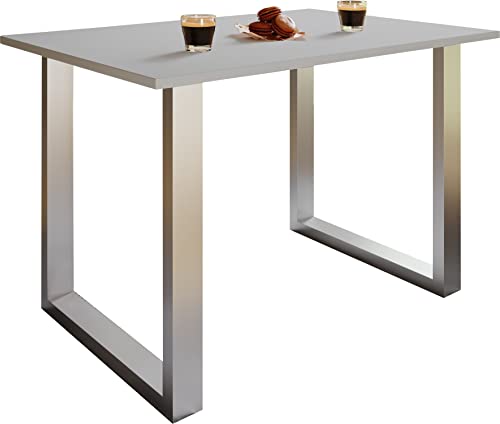 VCM Mesa de comedor de madera | Base maciza de alta calidad | Patas de hierro | Mesa de cocina - Xona U Silver