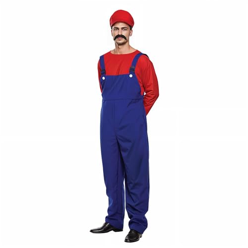 The Fancy Dress Adults Super Plumber Costume - Mens Womens Retro 1980s Fancy Dress World Book Week Cosplay Outfit UK(Large)
