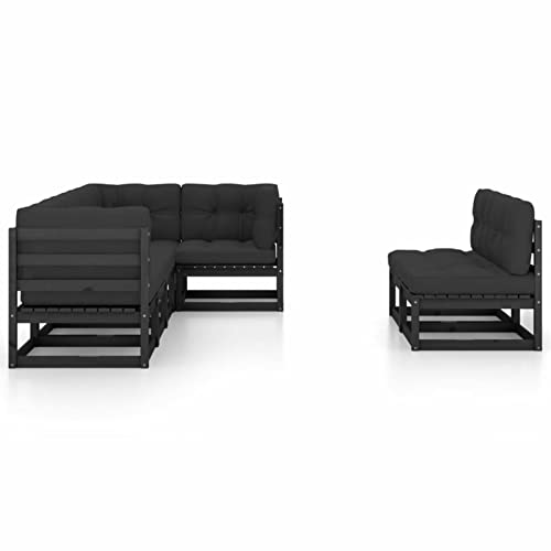 Chusui 7-TLG. Garten-Lounge-Set mit Kissen, Lounge Gartenmöbel Set, Terassenmöbel Wetterfest, Balkon Möbel, Garten Loungemöbel Set, Lounge Sofa Outdoor, Massivholz Kiefer – Bild 3