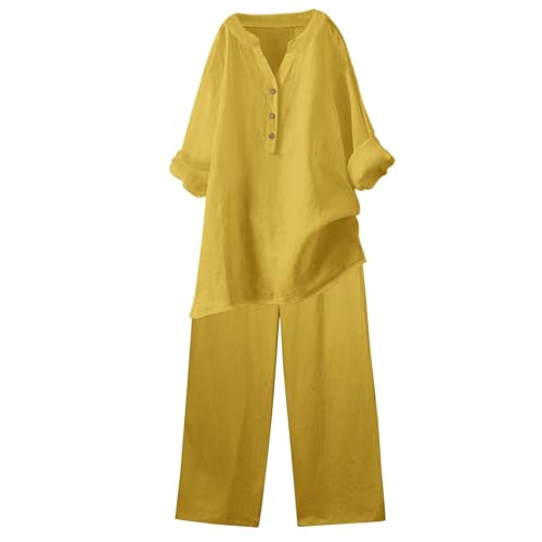 Beach Vacation Clothes for Women Summer Linen Matching 2 Piece Sets Casual Loose Oversized Drawstring Pants Outfits4