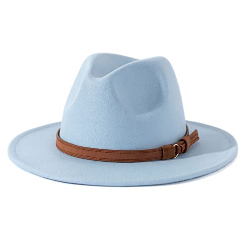 Image of Lisianthus Men & Women Vintage Wide Brim Fedora Hat | Classic Belt Buckle Decor, Adjustable Drawstring, Inner Breathable Sweatband, Timeless Style, Ideal for Travel & Daily
