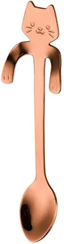 Cuchara para gatos, cuchara de té de café, taza colgante de acero inoxidable, cucharaditas de Demitasse Mini cuchara larga y linda para mezclar
