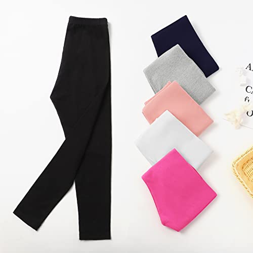 Auranso Kids Girls Leggings Full Length Cotton Tights Pants Navy 7-8 Years #TOP1