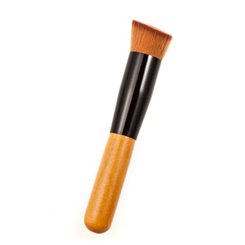 FOMIYES Face Makeup Brush Bezel Style Foundation Concealer Brush Wood Aluminum Tube Nylon 12.3cm Versatile for Cheek Face Random Color