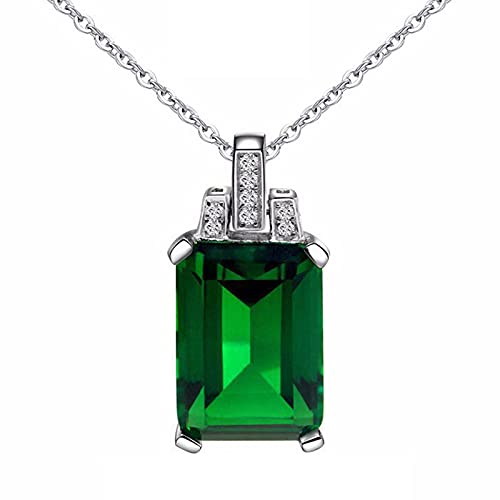 Pendentif émeraude en argent 925, le cadeau de mariage idéal avec chaîne 45cm