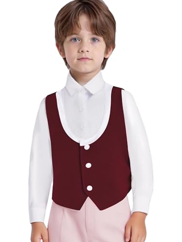 YiZYiF Boys Suit Vest for Kids Boy 3 Button Single Breasted Formal Vest Kids Dresswear Top3