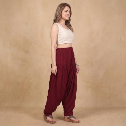 Image of FASHION GALLERY Women's Rayon Relaxed Fit Patiala Salwar with Full Length Drawstring Closure Type and Flexible Waist | Patiala Pant for Woman Free Size Fit Upto XXL