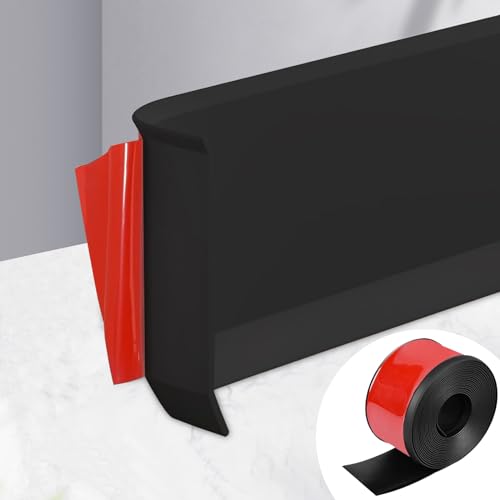 Rodapies Autoadhesivo, Rodapie PVC, Rodapies Autoadhesivo 10 cm * 5 metros, Tira de Transición Decorativa, Rodapie Adhesivo para Cocina, Baño, Dormitorio, Paredes de Salón, Negro