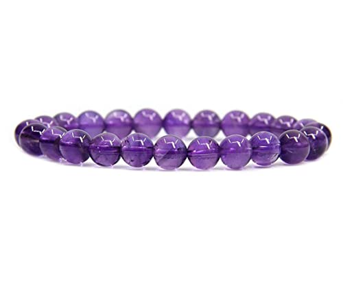 Angelstones Dream Light Amethyst 8mm Round Beads Stretch Crystal Bracelet