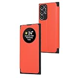 YAGELANG Case for Samsung Galaxy S23 Ultra, Smart Sleep/Wake Up Function View Window Premium Leather