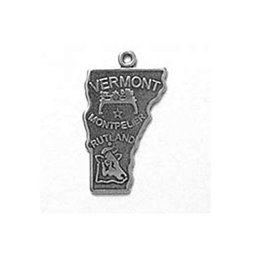 Sterling Silver Vermont State Charm with Split Ring
