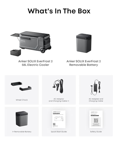 Anker SOLIX EverFrost 2 58L Car Fridge & Cooler Box, Powered Cooler with 288Wh Battery, Powered by AC/DC or Solar, For Camping, Travel, and Fishing, -20℃ to 20℃ (Only 1 Battery Included) - Image 5