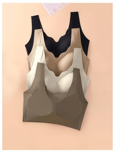 Women's 4 Pack Seamless Bra Push Up Supportive No Underwire Padded Comfy Everyday Bras2