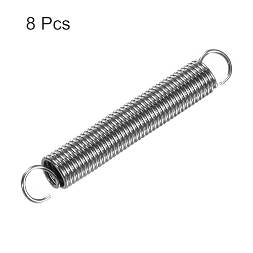 QUARKZMAN 8 Stück Verlängerte Zugfeder Drahtdurchmesser 0,047, Außendurchmesser 0,39, Freie Länge 2,76 Federstahl Kleine Doppelhaken-Zugfedern für die Produktion