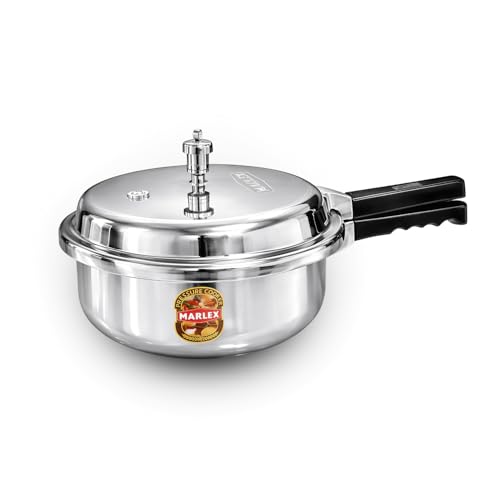 Image of Marlex Pressure Cooker 2.5 Litres - Premium Aluminium Cooker with Outer Lid, 5 Year Warranty - Gas Stove Compatible Pressure Pan, Safety Valve & Steel Whistle | ISI Certified
